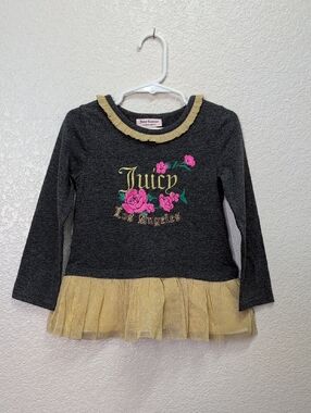 Juicy Couture/ Girls/ Gray and Gold Long Sleeve Tee/ Size:3T